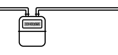 Çizgi film sarı gaz sayacı. Teknoloji elektrik enerji ikonu, yerel akım dağıtımına karşı. M3 işareti. Tüketimi ölçmek, elektrik fiyatını kontrol etmek. Bill, izle..