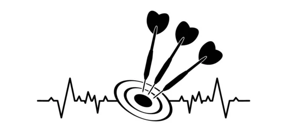 Сердцебиение Мультфильм Дартс Стрелки Дартс Настольная Игра Концепция Успешной Бизнес — стоковый вектор