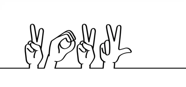 Drawing Cartoon Deaf Sign Language 2023 Deafness Cartoon Gestures Hand — Stock Vector