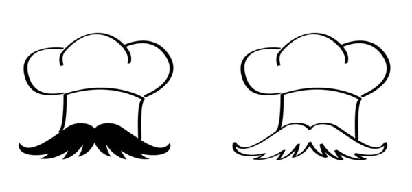 Cartoon Chef Cap Mustache Symbol Chef Hat Cap Kitchen Cook — Stock Vector