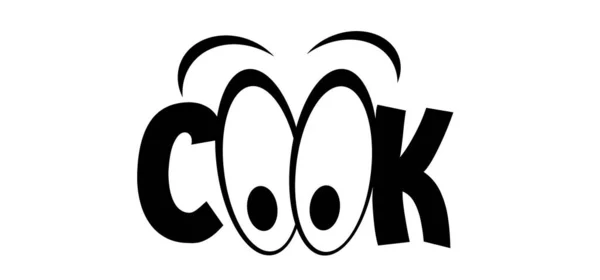 Cartoon Disegno Slogan Citazione Cuoco Cucina Scuola Cucina Corsi Corsi — Vettoriale Stock