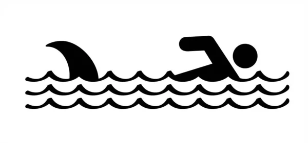 Зупиніться Остерігайтеся Акул Попереджувальний Знак Мультяшної Акули Пляжних Людей Воді — стоковий вектор