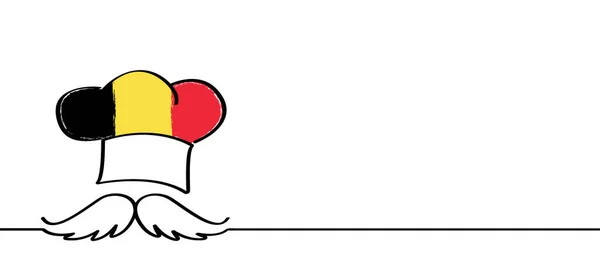 Cartoon Kochmütze Mit Schnurrbart Und Belgien Flagge Kochmütze Oder Mütze — Stockvektor