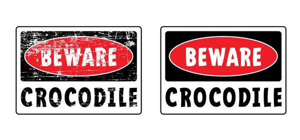Arrêtez Méfiez Vous Crocodile Sigboard Caïman Caricature Crocodilien Carnivore Reptile — Image vectorielle