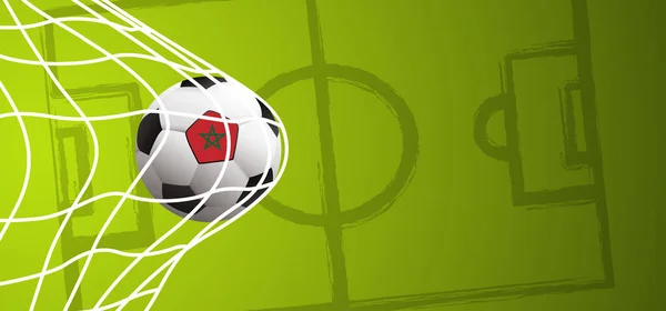 Футбол Прапором Марокко Зеленому Футбольному Полі Трави Векторний Фон Прапора — стоковий вектор