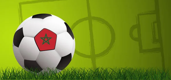 Fotbal Vlajkou Maroka Hřišti Zelené Fotbalové Trávy Vektorový Proužek Sportovní — Stockový vektor