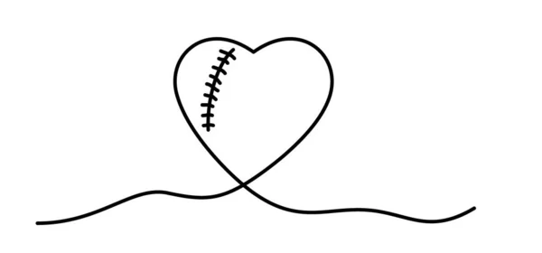 Cartoon Love Symbol Heart Banner Sutures Hearts Line Patern Broken — Archivo Imágenes Vectoriales