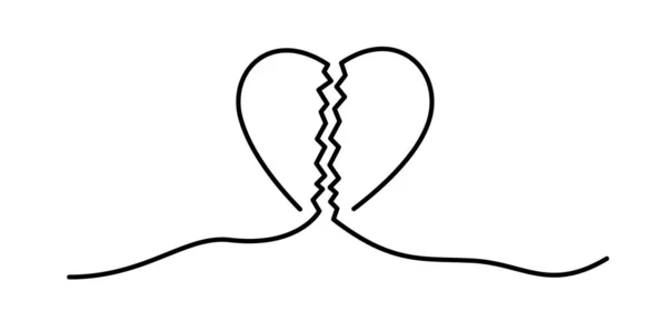 Symbol Karikatury Lásky Srdce Prapor Šití Srdce Linie Otcovství Neplatná — Stockový vektor