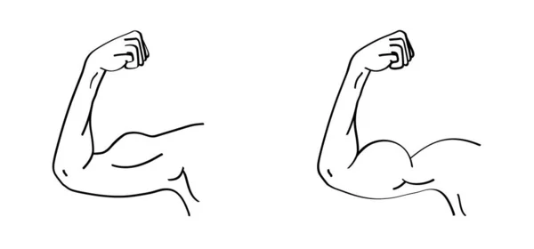 Bíceps Caricatura Símbolo Del Codo Humano Dibujo Del Esquema Vectorial — Vector de stock