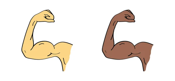 Biceps Kreslený Lidský Symbol Lokte Výkres Vektorové Osnovy Upravitelná Mrtvice — Stockový vektor