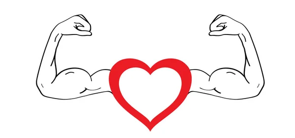 Μπιτσέπς Και Σύμβολο Αγάπης Ανθρώπινος Αγκώνας Σχέδιο Περίγραμμα Διάνυσμα Επεξεργάσιμο — Διανυσματικό Αρχείο