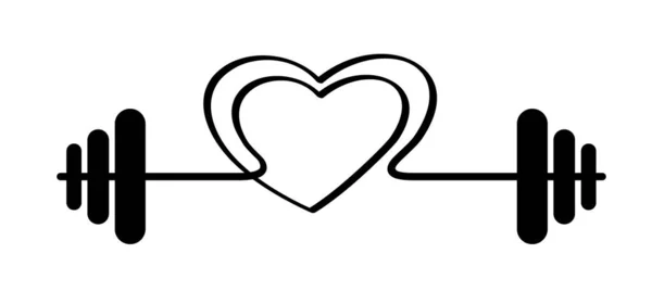 Cartoon Barbell Βάρος Και Αγάπη Εικονίδιο Καρδιά Σύμβολο Δύναμη Χέρια — Διανυσματικό Αρχείο