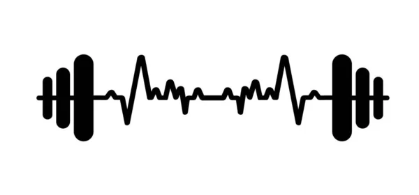Мультфільм Барбелла Вага Пульс Серцебиття Лінії Значок Або Символ Міцності — стоковий вектор