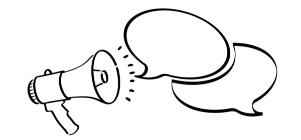 Cartoon Megafoon Microfoon Boodschap Symbool Logo Spreken Luidspreker Microfoon Lijnpictogram — Stockvector