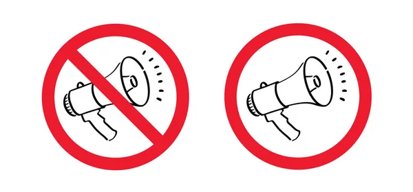 没有扩音器禁止标志 不要用扩音器 话筒来传达讯息 扩音器 微雾象形图 停止宣传 不要说话 不要集会 也不要吹牛 — 图库矢量图片