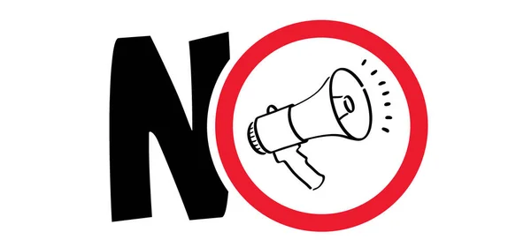 Ούτε Μεγάφωνο Ούτε Πινακίδα Απαγόρευσης Μην Χρησιμοποιείτε Μεγάφωνο Μικρόφωνο Για — Διανυσματικό Αρχείο