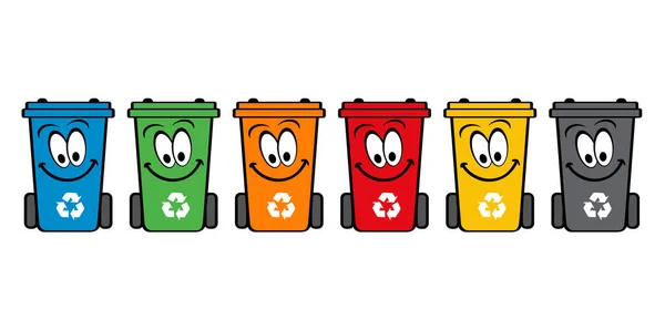 컨테이너 쓰레기 쓰레기 통이든 쓰레기통 쓰레기통 쓰레기통 쓰레기 재활용 재활용의 — 스톡 벡터