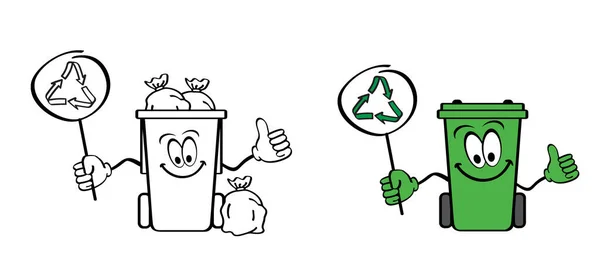 컨테이너 쓰레기 통이나 쓰레기 쓰레기도 쓰레기통도 쓰레기 통이나 쓰레기 재활용 — 스톡 벡터