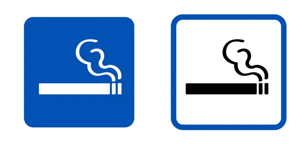 吸烟是禁烟标志 卡通吸烟图标或象形文字 在这里吸烟或吸烟的标志 烟草或吸烟区或区域 公共场所的法定蓝色标志 — 图库矢量图片