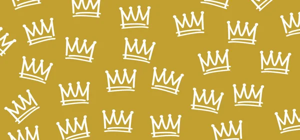 Złoty Szkic Kreskówki Korony Graffiti Ikona Korony Królowej Lub Korony — Wektor stockowy