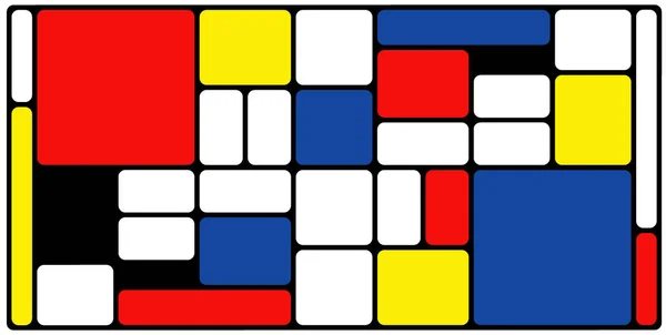 stock vector Checkered Piet Mondrian style emulation. The Netherlands art history and Holland painter. Dutch mosaic or checker line pattern banner or card.
