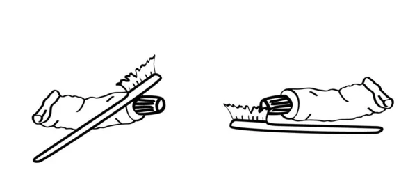 Spazzolino Contenitore Cartone Animato Sano Dentifricio Motivo Molare Disegno Vettoriale — Vettoriale Stock