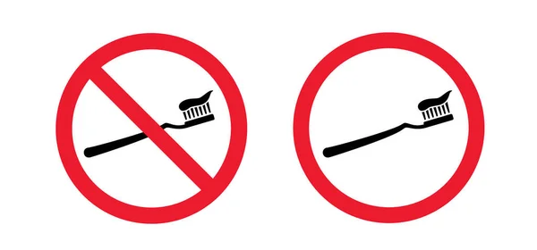 Παρακαλώ Μην Πλένετε Δόντια Σας Απαγορευμένο Εικονίδιο Δοντιών Και Οδοντόβουρτσας — Διανυσματικό Αρχείο