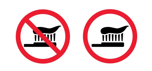 Por Favor Não Lave Dentes Ícone Dente Escova Dentes Proibida — Vetor de Stock