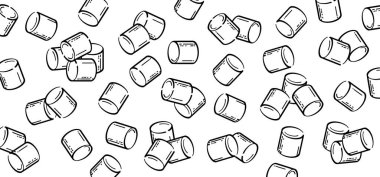 Çizgi film şekeri şekerlemesi, çizgi desenli. bbq için tatlı marşmelov, yemek ikonu ya da sembol. Lezzetli, lezzetli beyaz şekerlemeler. Kızarmış şekerleme yemek..