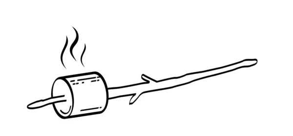 Disegno Cartone Animato Zucchero Marshmallow Bastone Legno Dolce Marshmallow Barbecue — Vettoriale Stock