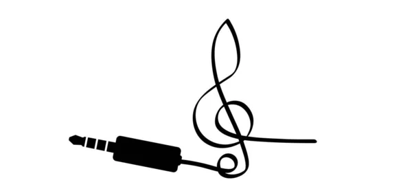 Çizgi Film Nota Simgesi Müzikal Nota Ses Hattı Babacığı Düz — Stok Vektör
