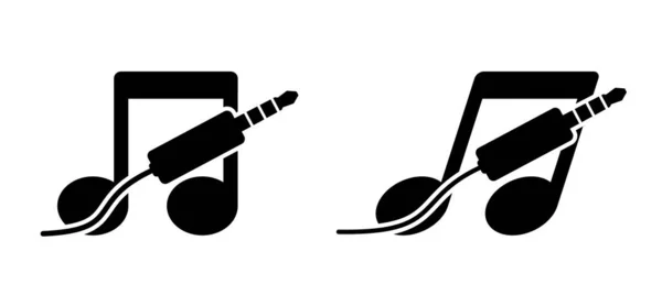 Icono Enchufe Nota Música Dibujos Animados Nota Musical Patrón Línea — Archivo Imágenes Vectoriales