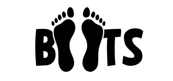Slogan Boots Human Footprint Shoes Shoe Sole Feet Foot Steps — Stock Vector