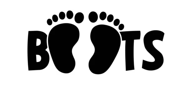 Slogan Baby Kids Boots Human Footprint Shoes Shoe Sole Feet — стоковый вектор