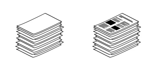Papier Schrijven Cartoon Leeg Papier Gestapeld Papier Platte Papieren Stapel — Stockvector