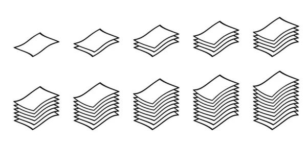 Papier Schrijven Cartoon Leeg Papier Gestapeld Papier Platte Papieren Stapel — Stockvector