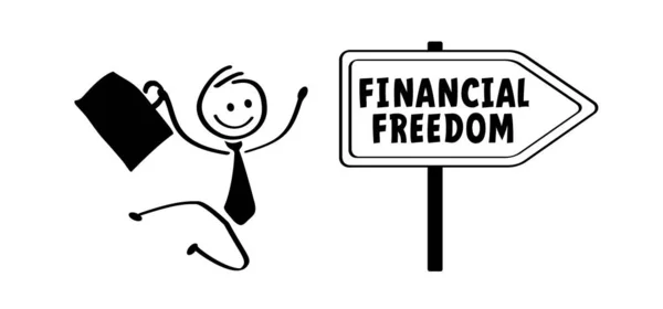 Мультиплікаційний Паличка Вивіскою Фінансової Свободи Ключ Грошей Фінансова Концепція Безкоштовний — стоковий вектор