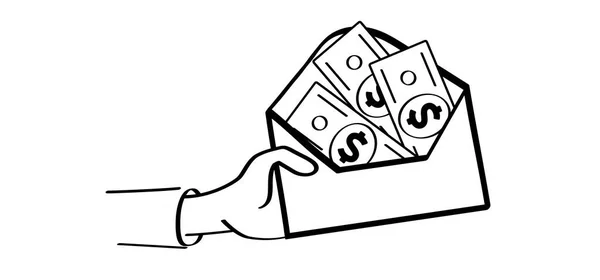 Cartoon Bundle Eua Papel Dinheiro Mão Dólar Vetorial Notas Dinheiro — Vetor de Stock
