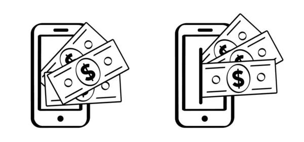 Cartoon Bundel Usa Papier Geld Pictogram Logo Vector Mobiel Dollar — Stockvector