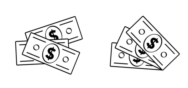 Cartoon Bundel Usa Papier Geld Pictogram Logo Vectordollar Bankbiljetten Bankbiljet — Stockvector