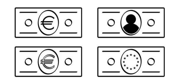 Cartoon Bundle Icône Papier Monnaie Euro Logo Des Billets Vectoriels — Image vectorielle