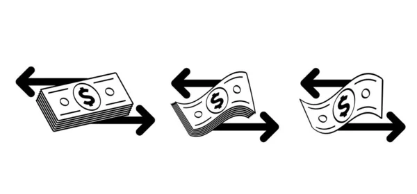 Карикатура Бумажные Деньги Векторный Доллар Денежные Купюры Деньги Счета Наличные — стоковый вектор