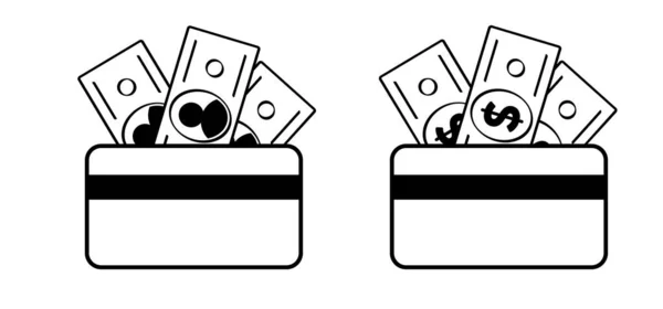 Bribe Payment Pictogram Cartoon Hand Holding Credit Card Contactless Card — Vetor de Stock