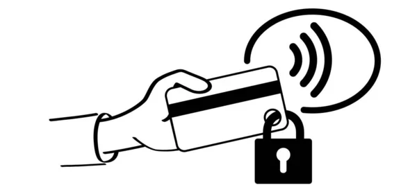 Nfc Платіж Кредитна Картка Піктограмою Блокування Заблокована Картка Безпеки Банку — стоковий вектор