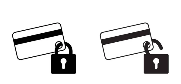 Πιστωτική Κάρτα Εικονίδιο Κλειδώματος Κλειδωμένη Τραπεζική Κάρτα Εικονίδιο Ασφαλείας Πιστωτικής — Διανυσματικό Αρχείο
