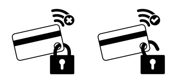 Nfc Pay Kreditkarte Mit Schloss Symbol Gesperrte Bankkarte Symbol Bestechung — Stockvektor