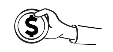 Bozuk paralar, karikatür destesi, kağıt para ikonu. Vektör dolar, para ya da para faturası. Nakit para ve para faturaları. Banknotlar, bankacılık yatırımları. Amerika, vs, portre, profil resmi.