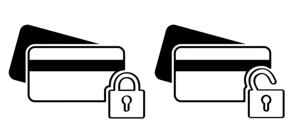 Nfc Πληρώνει Πιστωτική Κάρτα Εικονίδιο Κλειδώματος Κλειδωμένη Τραπεζική Κάρτα Ασφαλείας — Διανυσματικό Αρχείο
