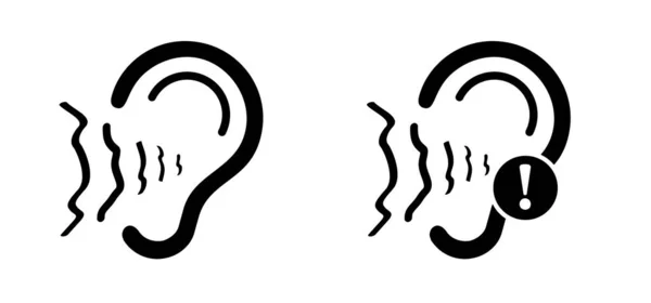 Tinnitus 在耳朵里鸣叫矢量线型 耳朵里不停地嗡嗡作响 听觉器官疾病或神经学问题的概念 听力有限 耳朵听力丧失聋人图标 — 图库矢量图片