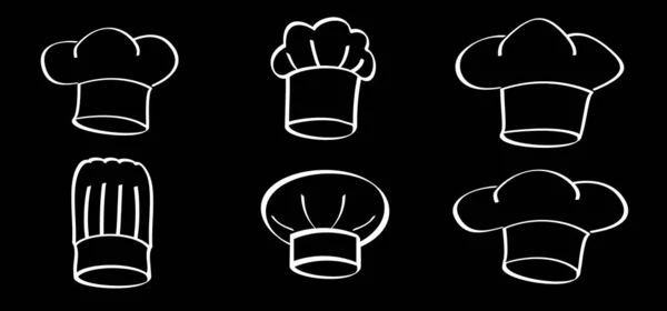 Cappelli Chef Dei Cartoni Animati Cuoco Abbigliamento Uniformi Berretti Icona — Vettoriale Stock